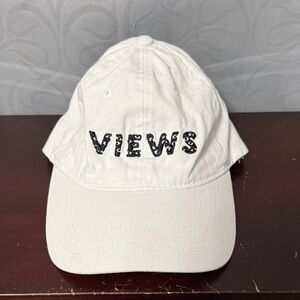White with Black 'VIEWS' Embroidery Drake Summer Sixteen Tour Cap